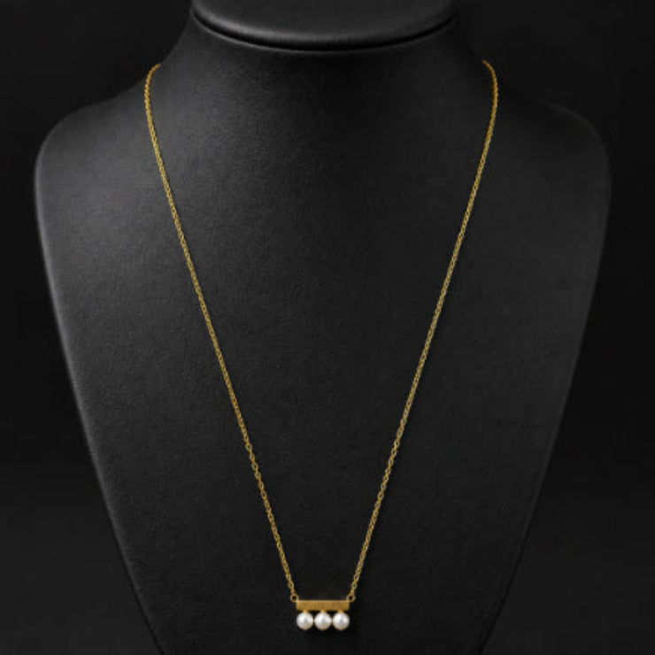 Triple Pearl Bar Necklace